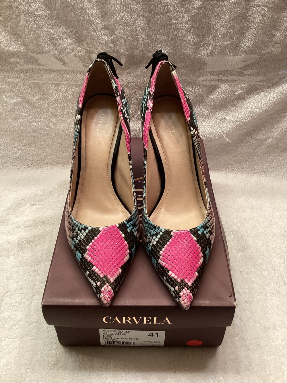 Multi Croc-Print Pointed Toe Pumps size 10 Preowned